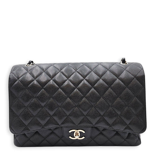 Classic Double Flap  Maxi Black Shoulder Bag in Caviar Leather Silver hardware CL2608-023103 1