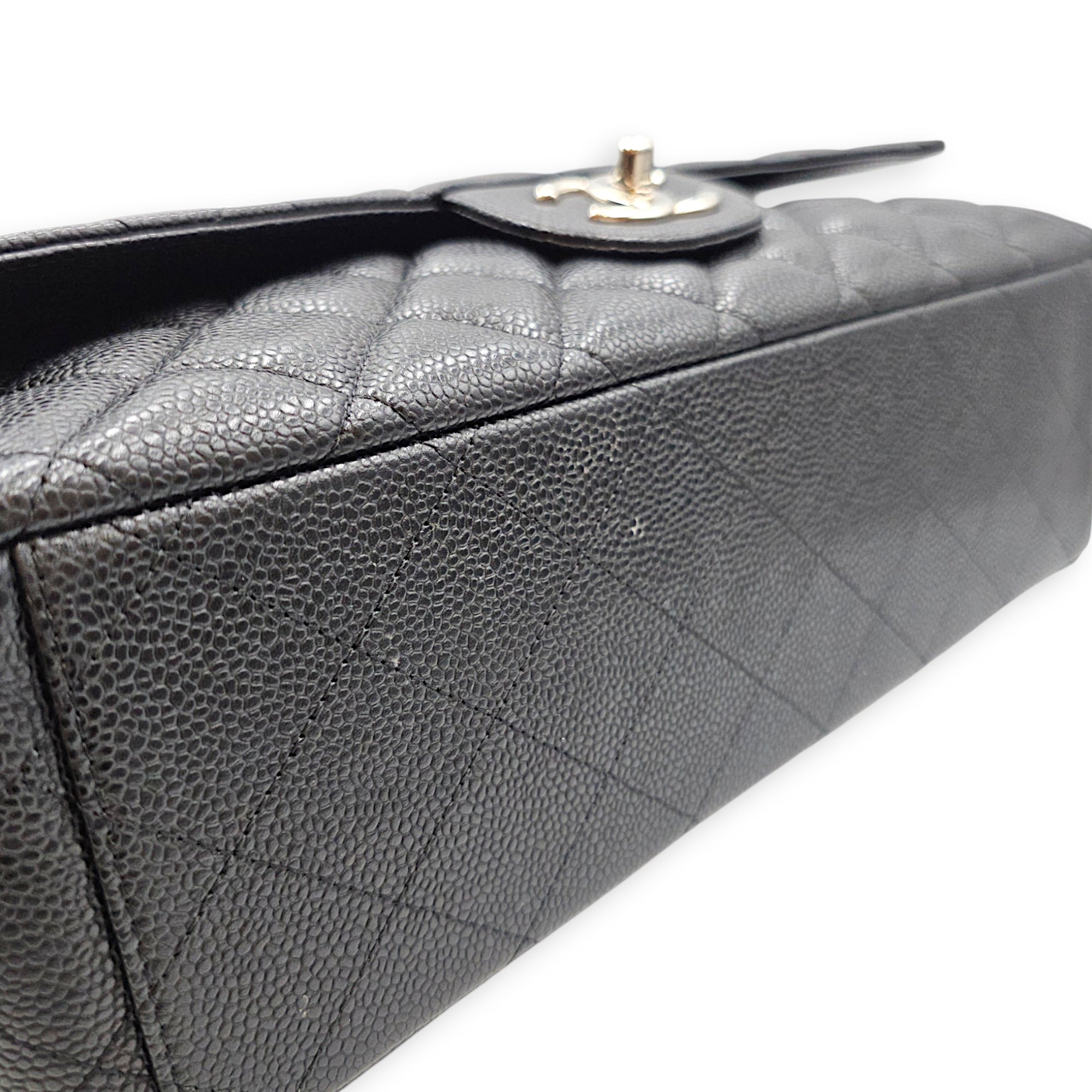 Classic Double Flap  Maxi Black Shoulder Bag in Caviar Leather Silver hardware CL2608-023103 11