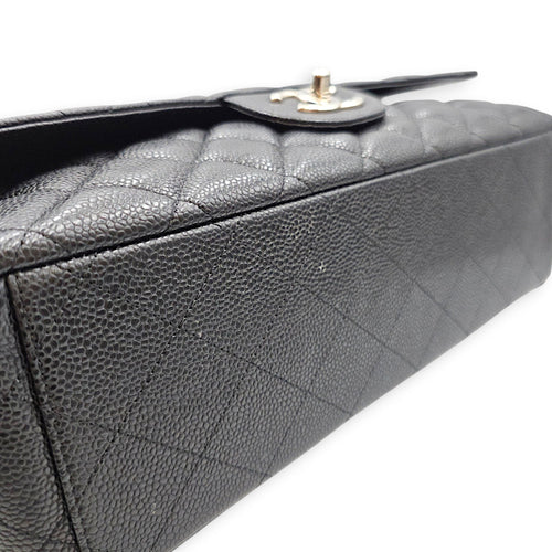 Classic Double Flap  Maxi Black Shoulder Bag in Caviar Leather Silver hardware CL2608-023103 11