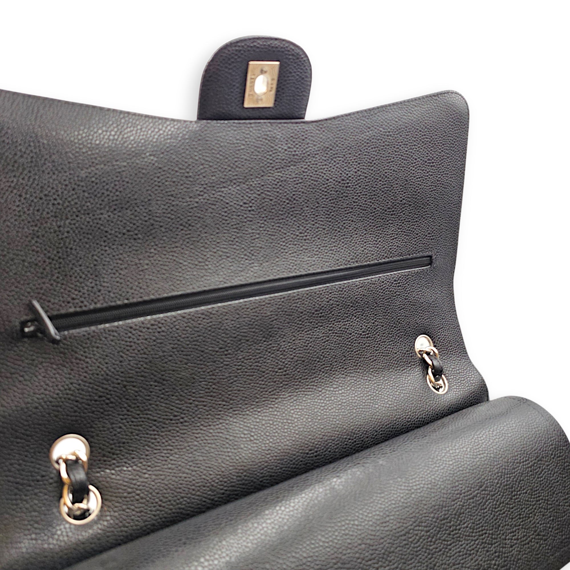 Classic Double Flap  Maxi Black Shoulder Bag in Caviar Leather Silver hardware CL2608-023103 13