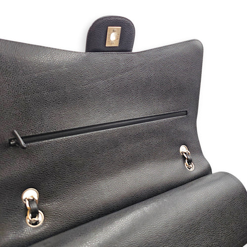Classic Double Flap  Maxi Black Shoulder Bag in Caviar Leather Silver hardware CL2608-023103 13