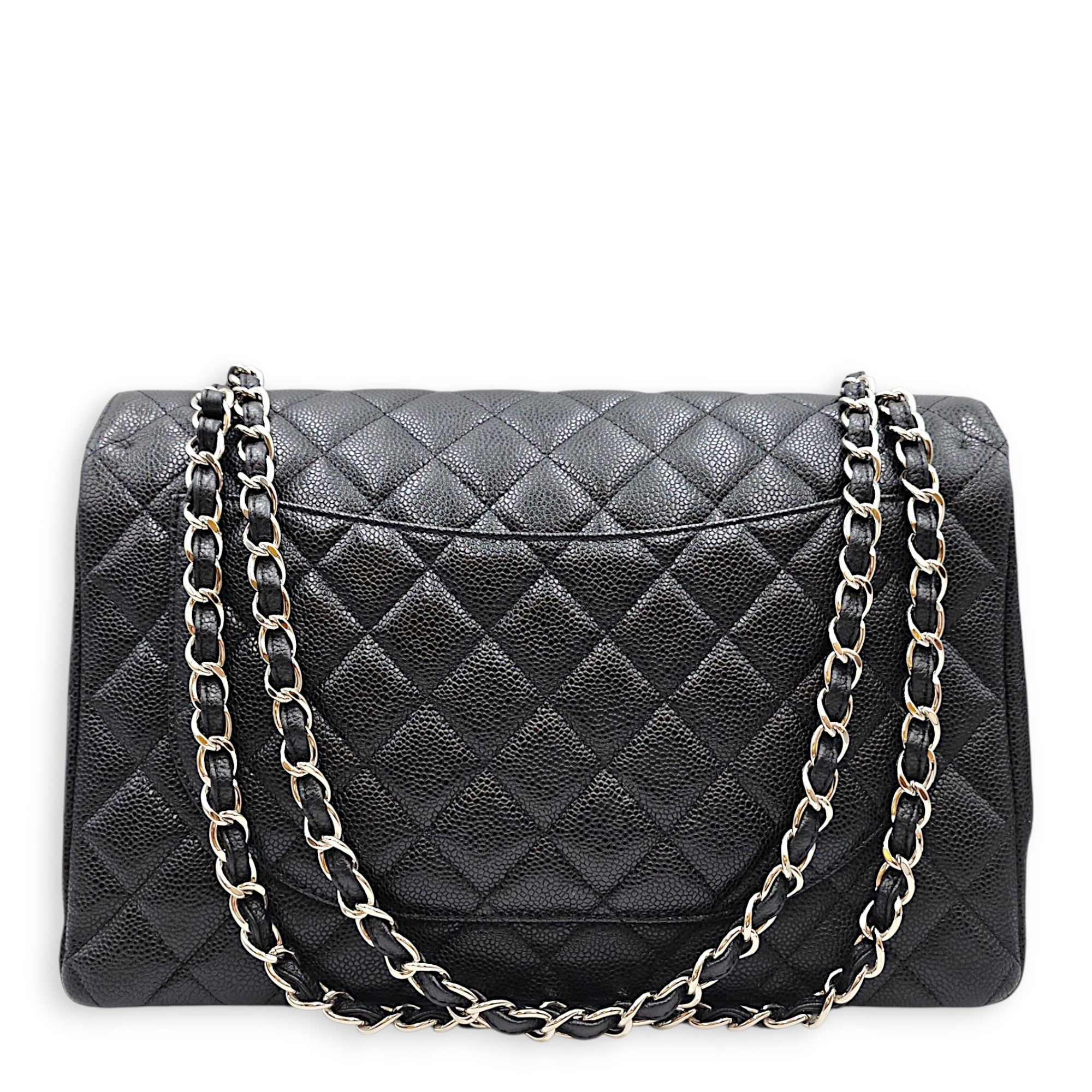 Classic Double Flap  Maxi Black Shoulder Bag in Caviar Leather Silver hardware CL2608-023103 2