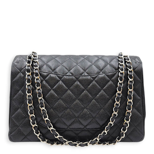 Classic Double Flap  Maxi Black Shoulder Bag in Caviar Leather Silver hardware CL2608-023103 2