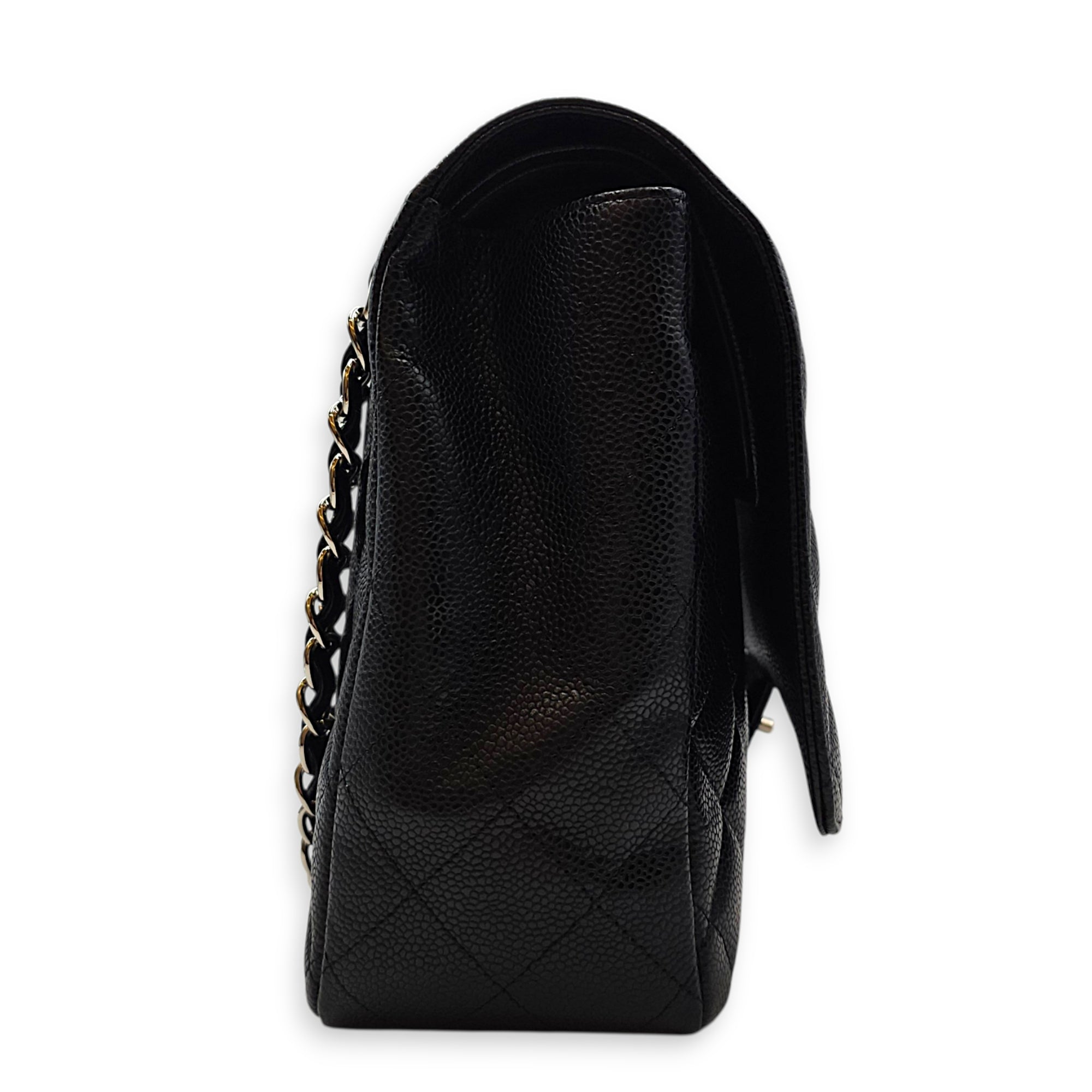 Classic Double Flap  Maxi Black Shoulder Bag in Caviar Leather Silver hardware CL2608-023103 3