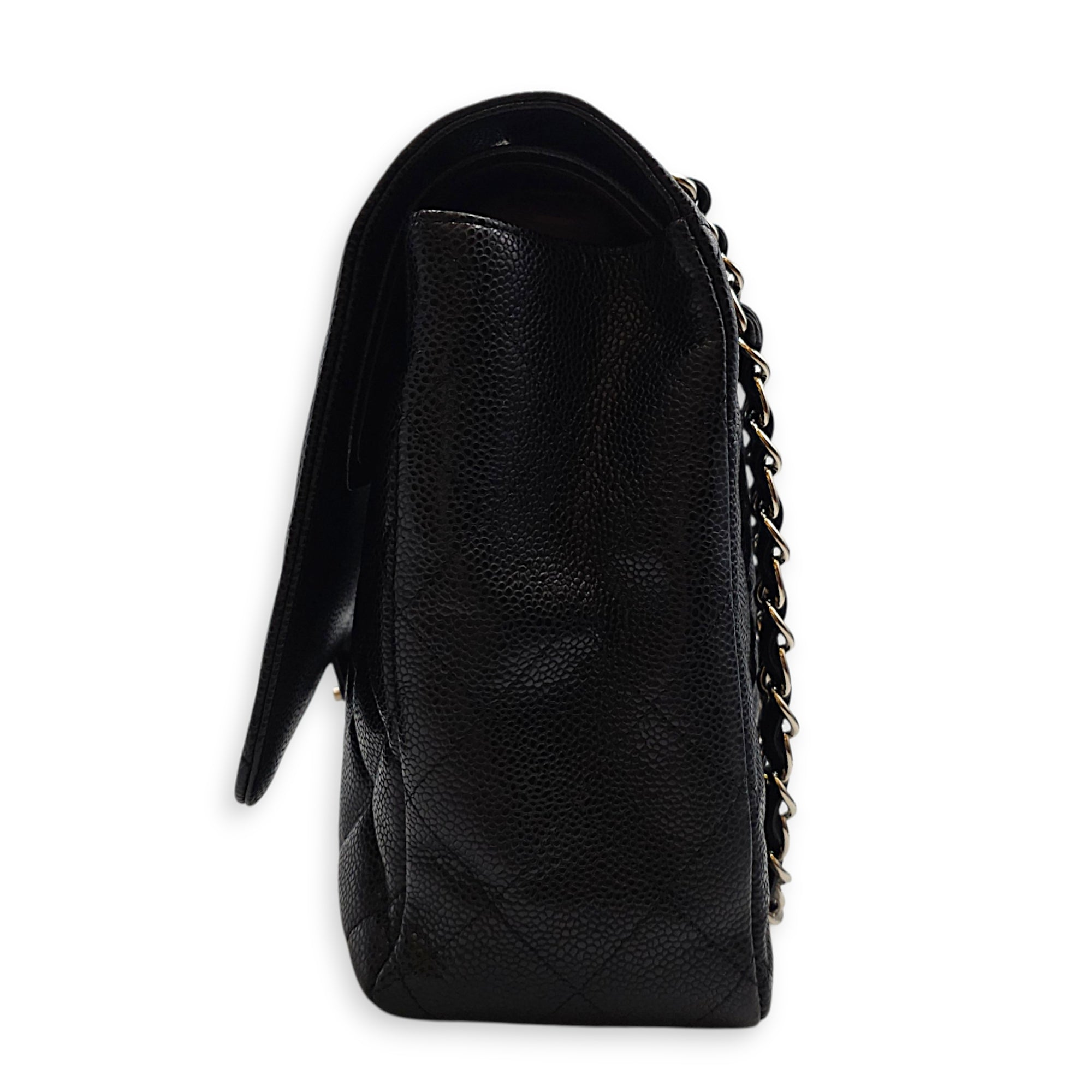 Classic Double Flap  Maxi Black Shoulder Bag in Caviar Leather Silver hardware CL2608-023103 4