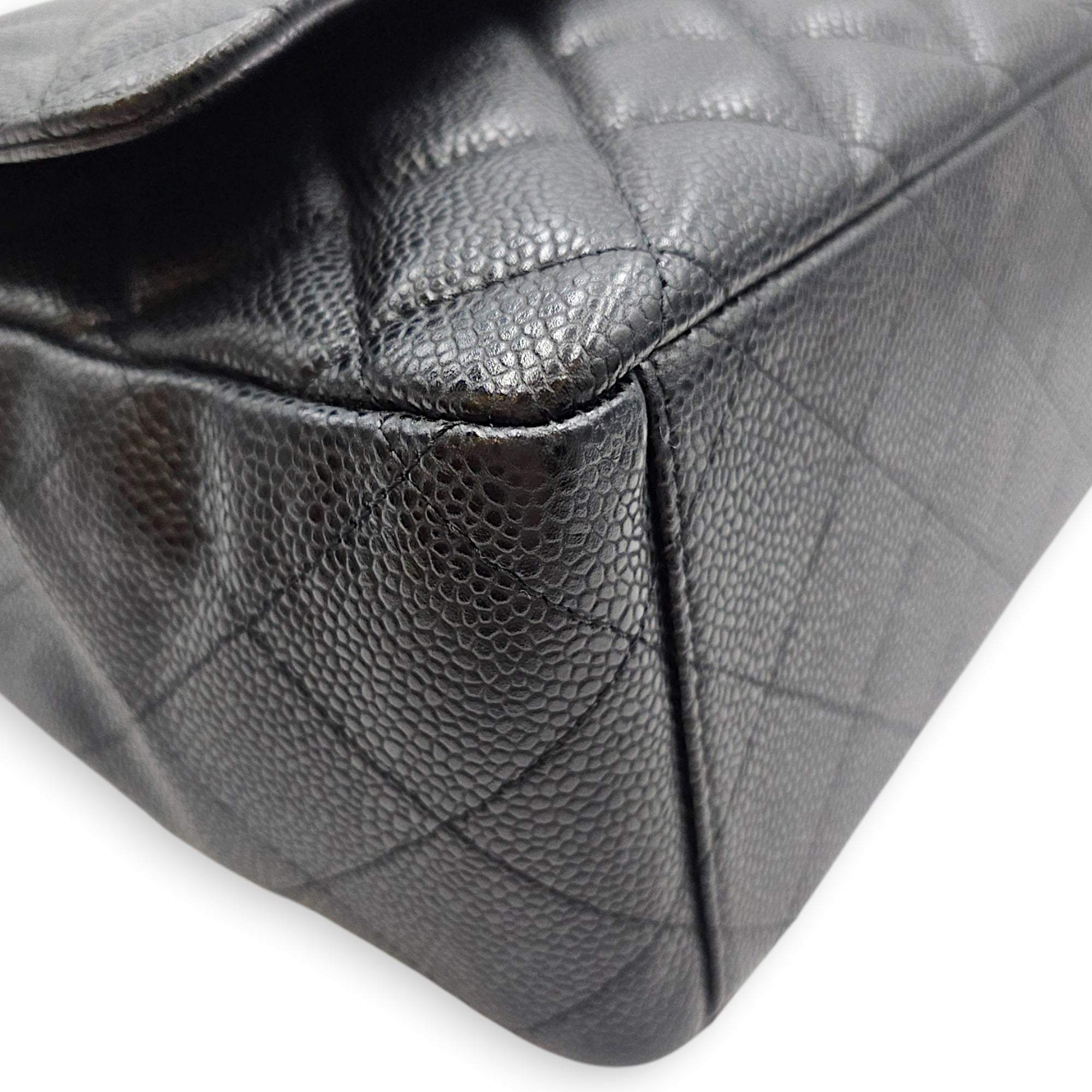 Classic Double Flap  Maxi Black Shoulder Bag in Caviar Leather Silver hardware CL2608-023103 7