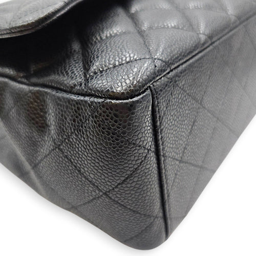Classic Double Flap  Maxi Black Shoulder Bag in Caviar Leather Silver hardware CL2608-023103 7