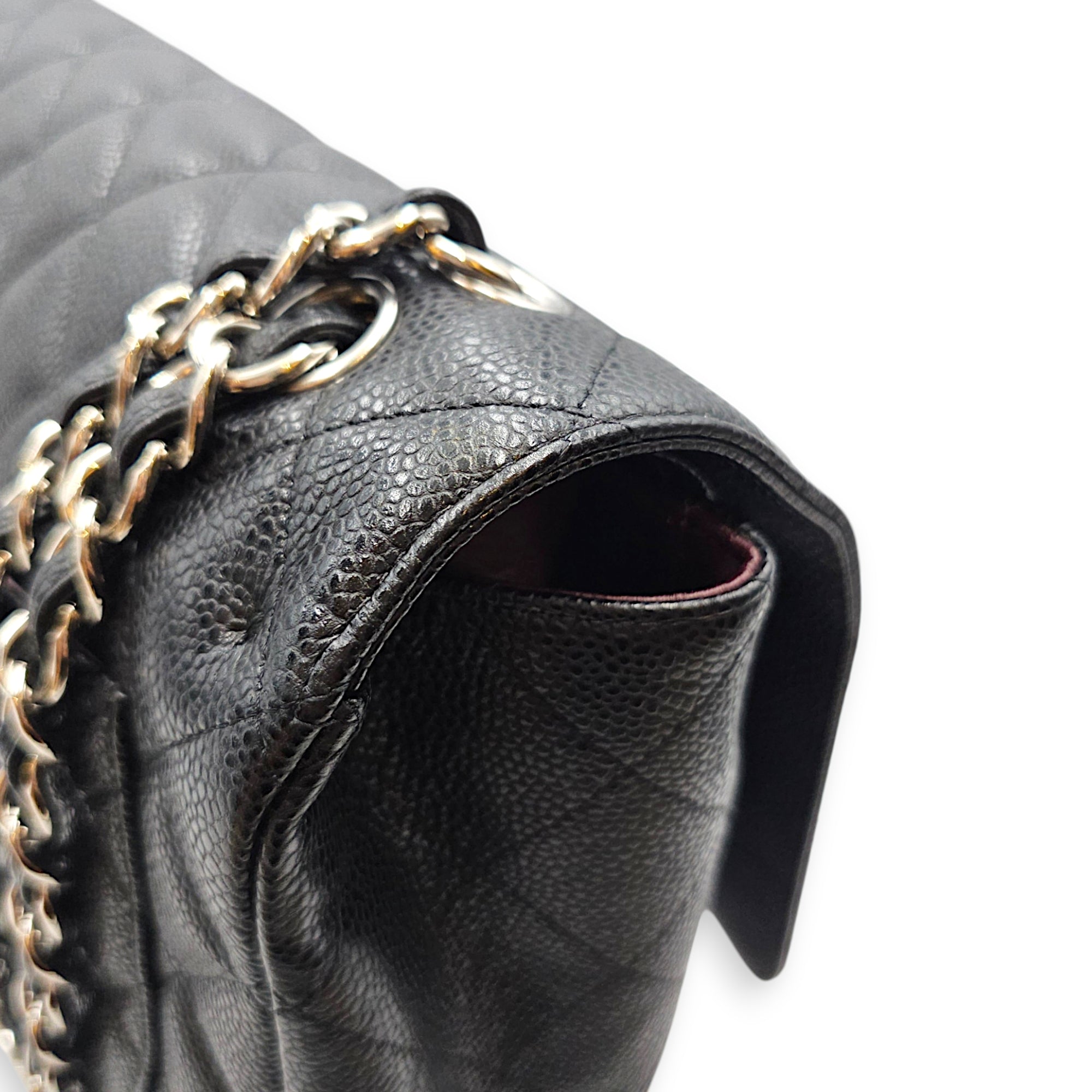 Classic Double Flap  Maxi Black Shoulder Bag in Caviar Leather Silver hardware CL2608-023103 9