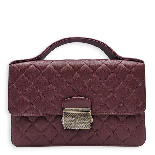 University Flap 25cm Dark Red / Burgundy Crossbody Bag in Goat Leather Ruthenium hardware CL2608-023113 1