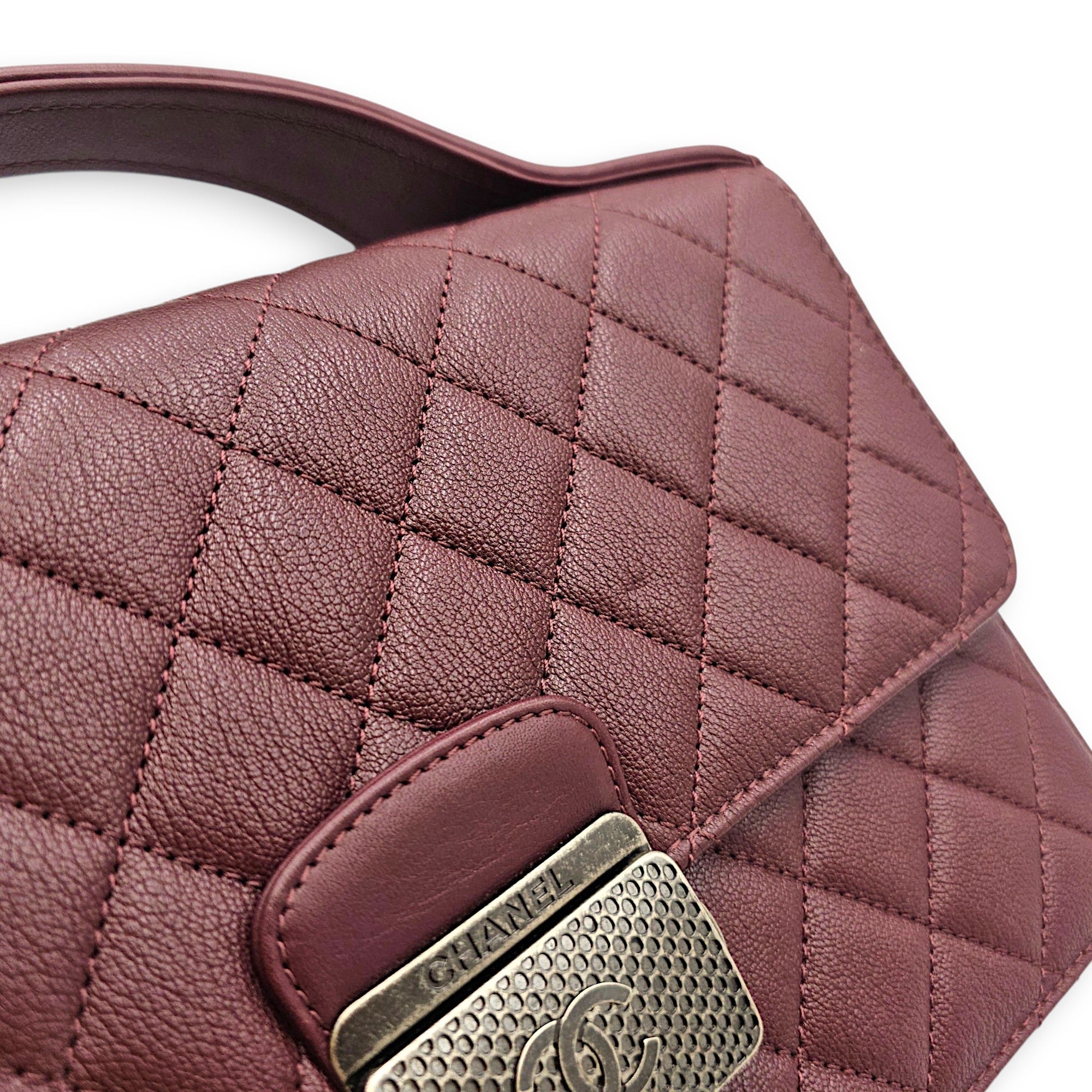 University Flap 25cm Dark Red / Burgundy Crossbody Bag in Goat Leather Ruthenium hardware CL2608-023113 9