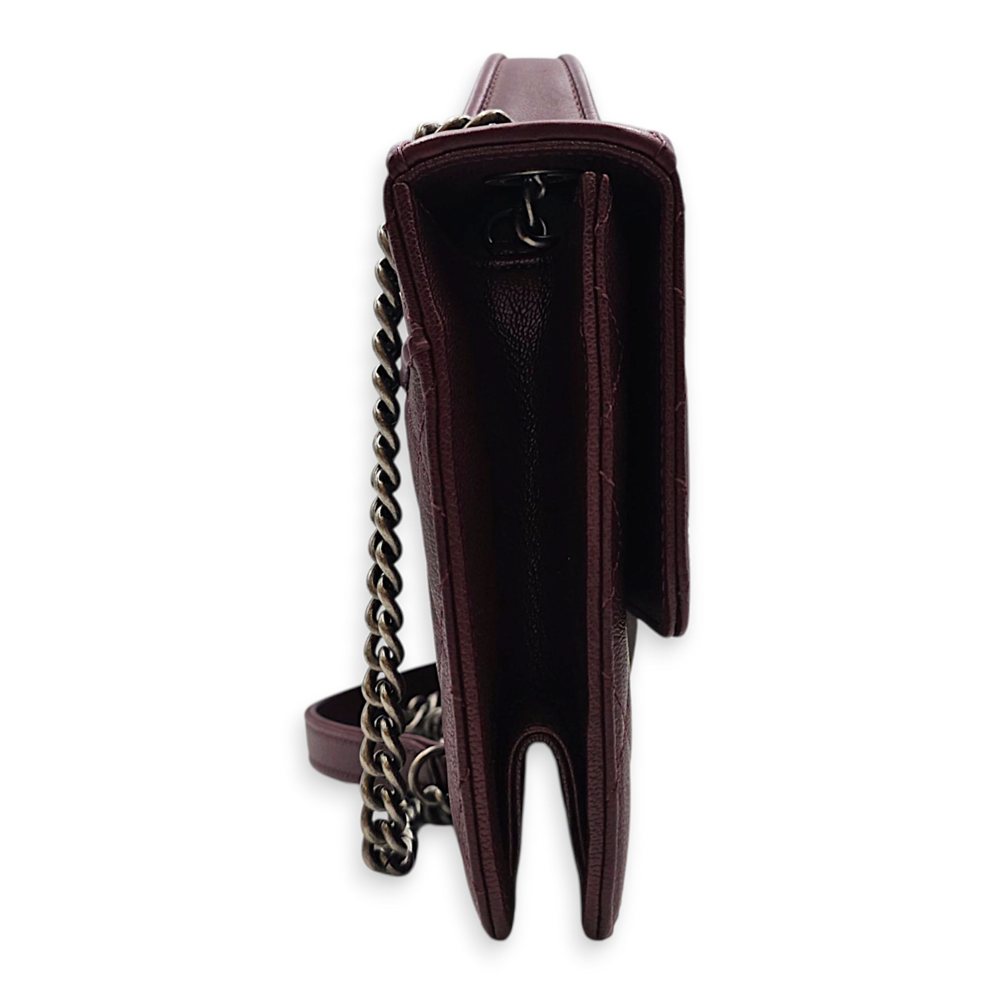 University Flap 25cm Dark Red / Burgundy Crossbody Bag in Goat Leather Ruthenium hardware CL2608-023113 3