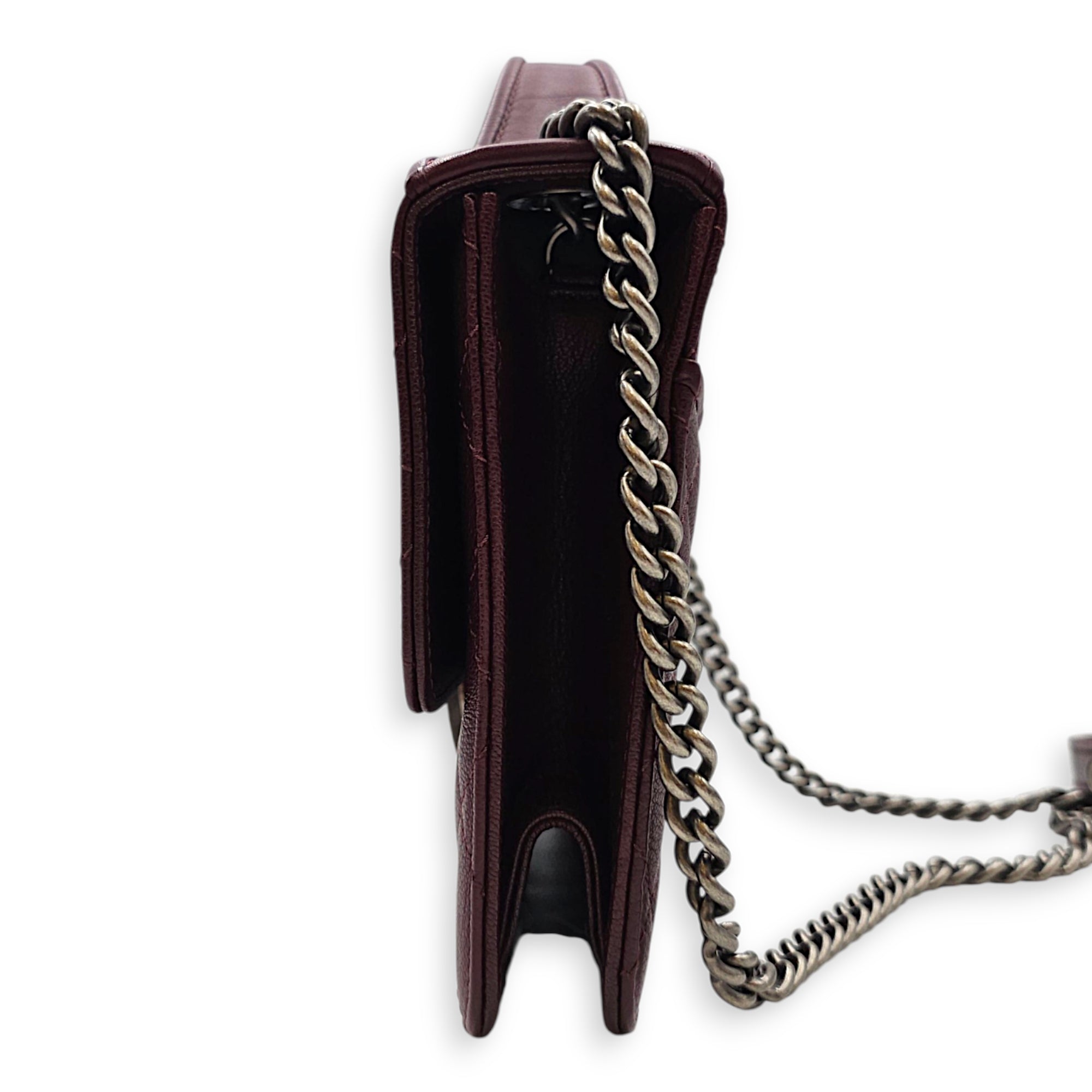 University Flap 25cm Dark Red / Burgundy Crossbody Bag in Goat Leather Ruthenium hardware CL2608-023113 4