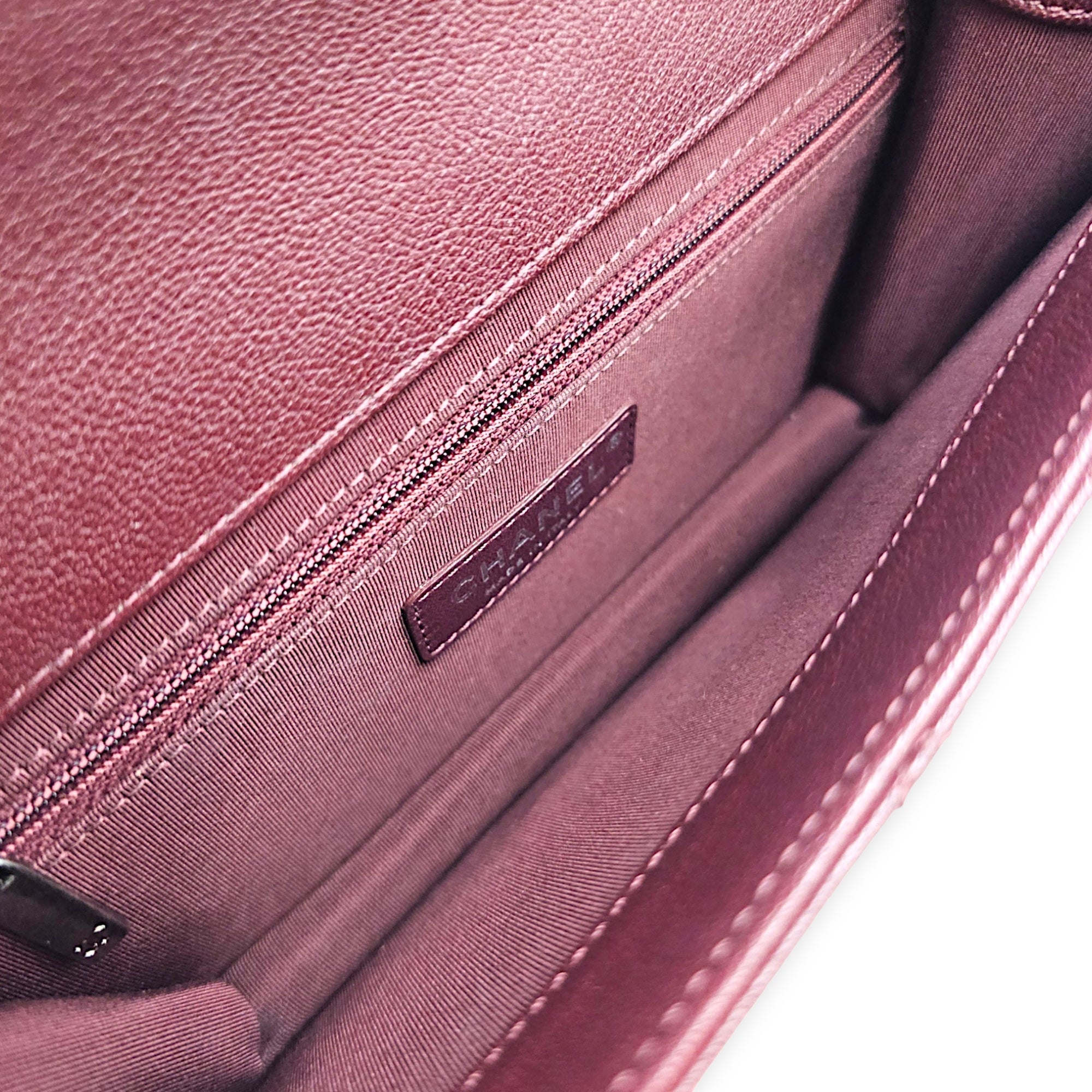 University Flap 25cm Dark Red / Burgundy Crossbody Bag in Goat Leather Ruthenium hardware CL2608-023113 6
