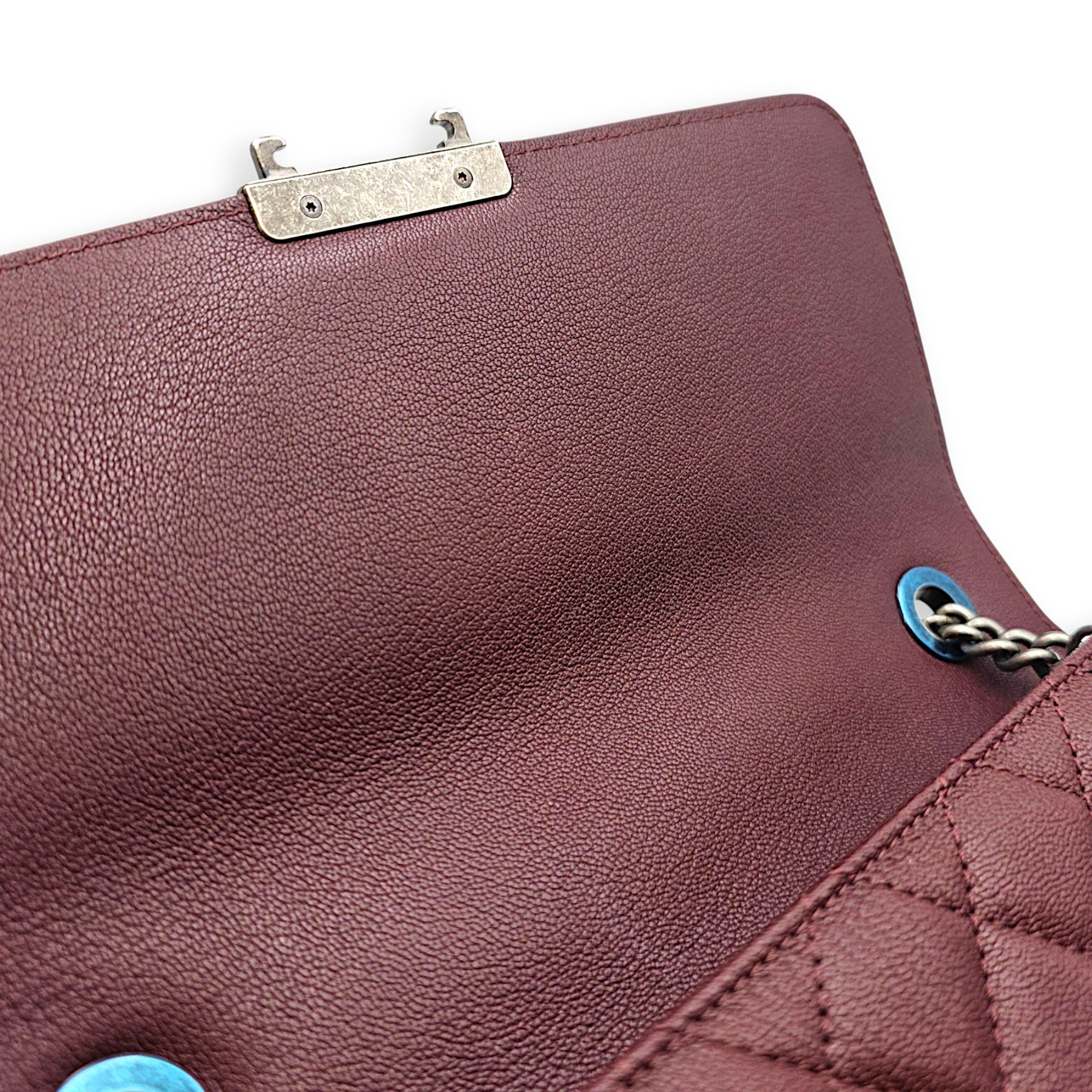 University Flap 25cm Dark Red / Burgundy Crossbody Bag in Goat Leather Ruthenium hardware CL2608-023113 8