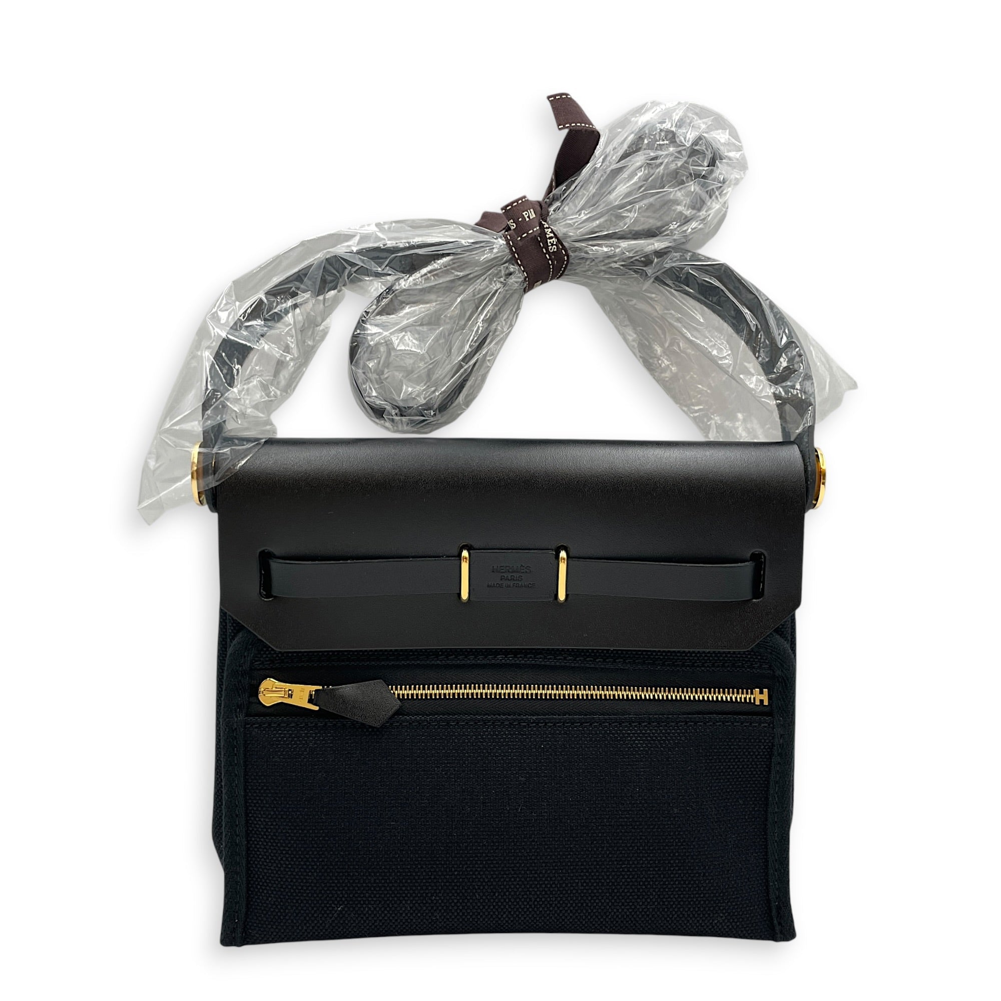 Herbag 20 Noir in Vache Hunter/Toile Gold hardware CL2608-023122 2