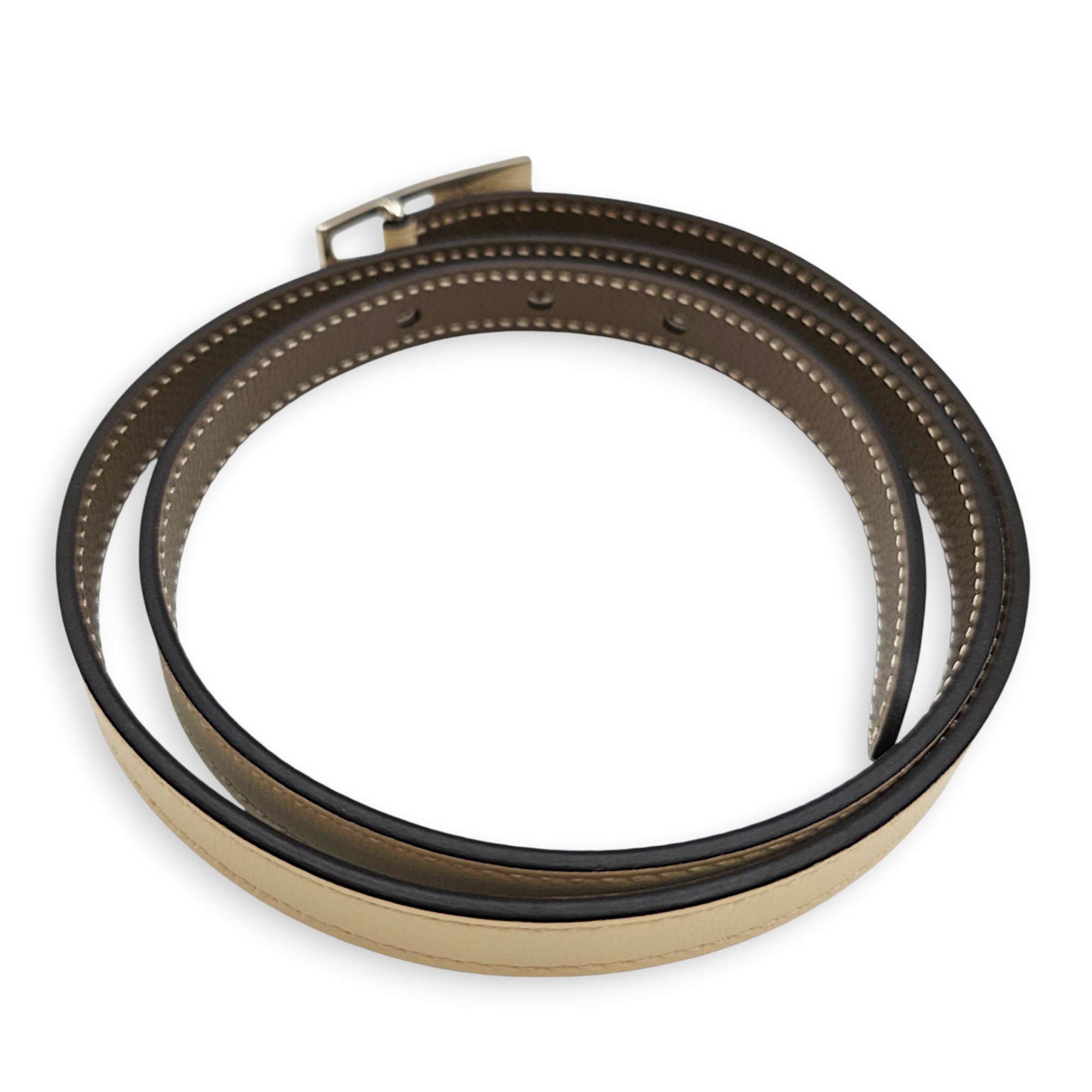 Lucky 15 Reversible 80cm Nata/Etoupe Belt in Epsom Palladium hardware CL2608-023128 4