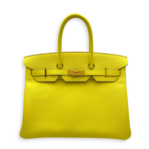 Birkin 35 Soufre in Epsom Gold hardware
