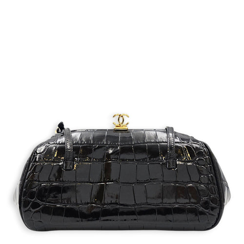 26B Clutch  Black Shoulder Bag in Embossed  Croc  Gold hardware CL2608-023134 1