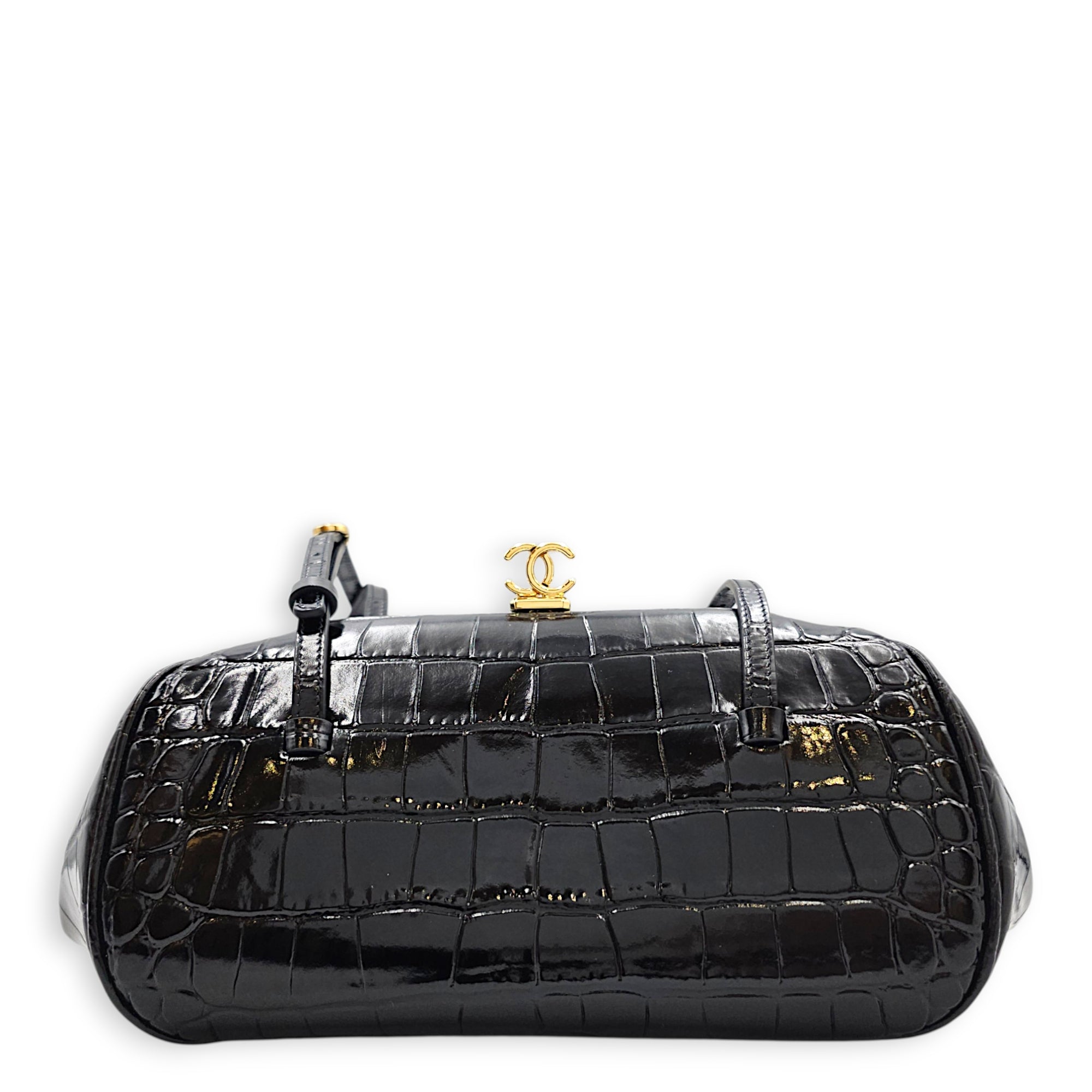 26B Clutch  Black Shoulder Bag in Embossed  Croc  Gold hardware CL2608-023134 2