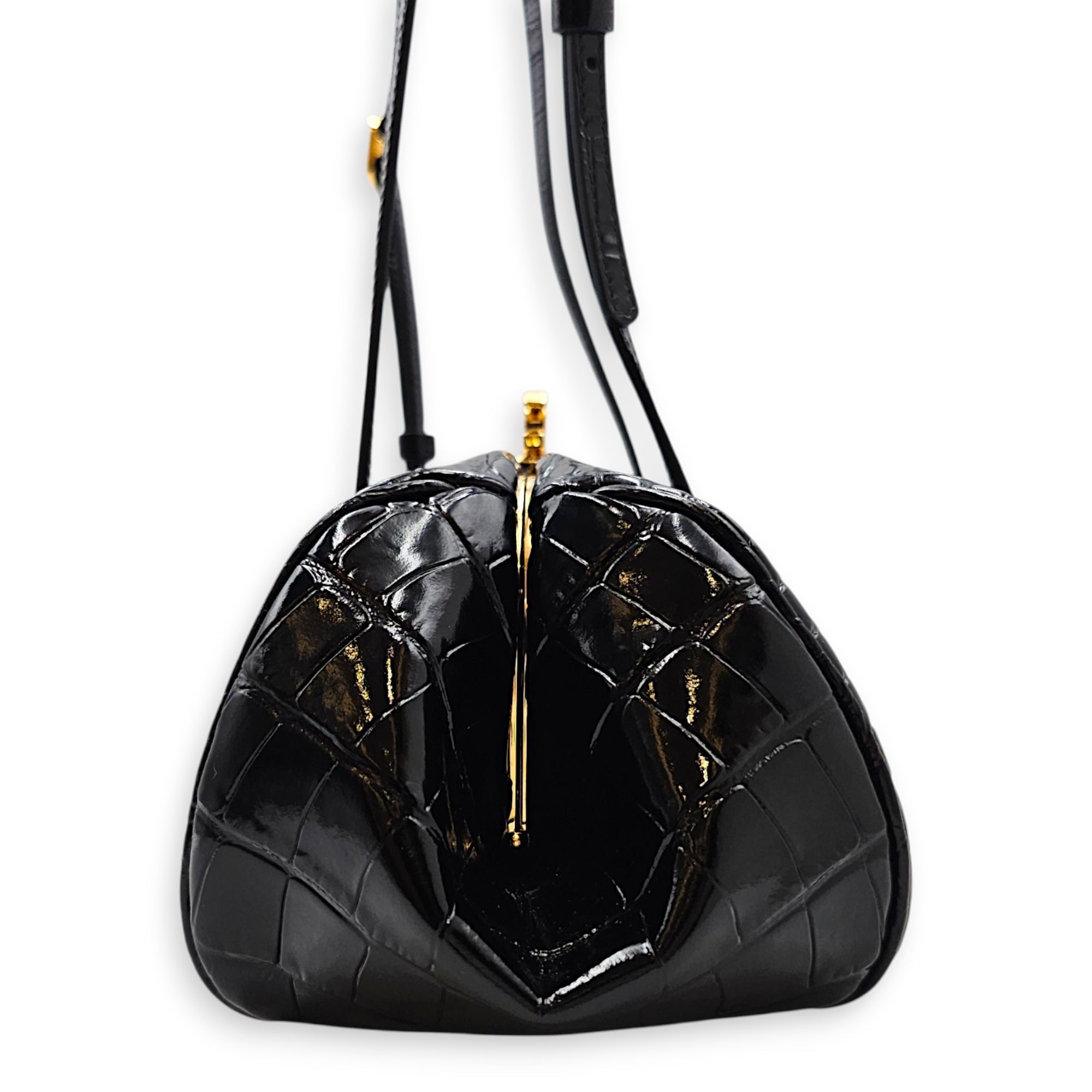 26B Clutch  Black Shoulder Bag in Embossed  Croc  Gold hardware CL2608-023134 3
