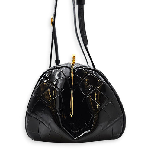 26B Clutch  Black Shoulder Bag in Embossed  Croc  Gold hardware CL2608-023134 3