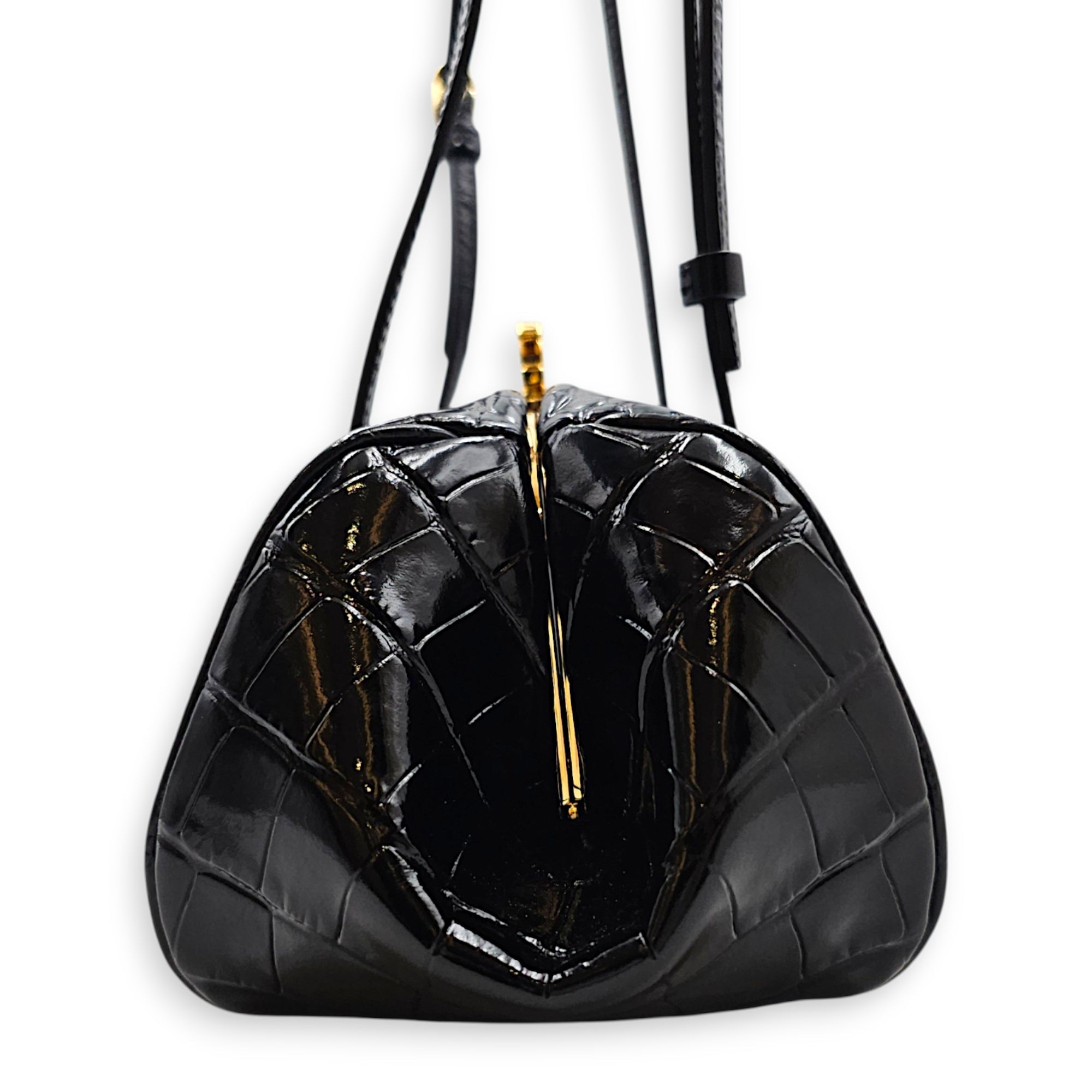 26B Clutch  Black Shoulder Bag in Embossed  Croc  Gold hardware CL2608-023134 4