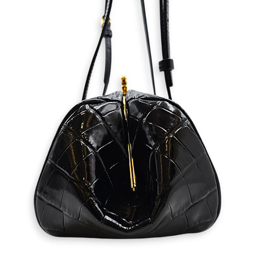 26B Clutch  Black Shoulder Bag in Embossed  Croc  Gold hardware CL2608-023134 4