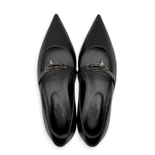 Kelly 36.5 Noir Flats in Calfskin Palladium hardware CL2608-023137 1