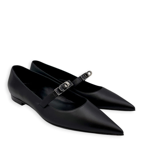 Kelly 36.5 Noir Flats in Calfskin Palladium hardware CL2608-023137 2