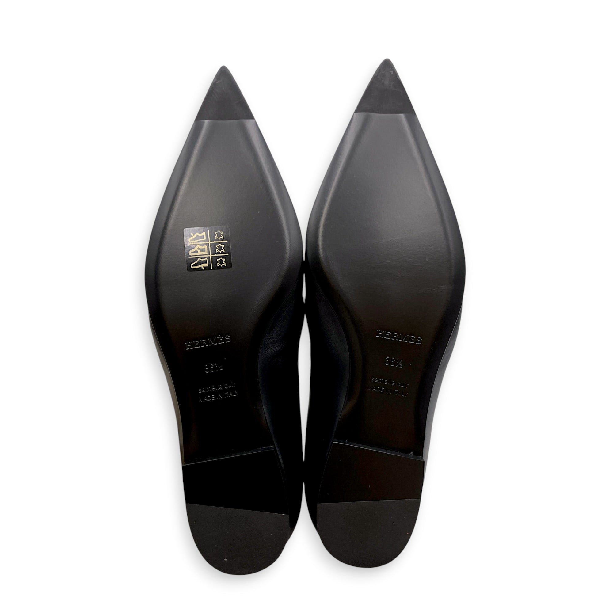 Kelly 36.5 Noir Flats in Calfskin Palladium hardware CL2608-023137 3