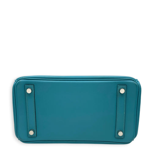 Birkin 25 Bleu Paon in Swift Palladium hardware