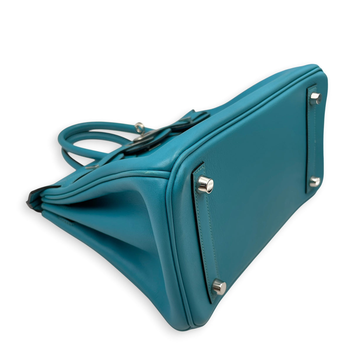 Birkin 25 Bleu Paon in Swift Palladium hardware