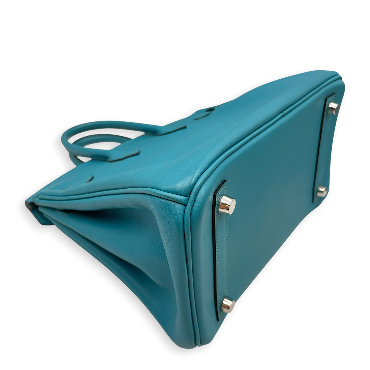 Birkin 25 Bleu Paon in Swift Palladium hardware