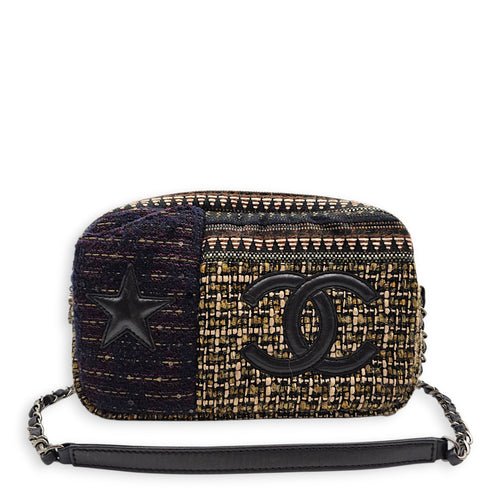 Paris-Dallas Tweed Camera Multi-colour Shoulder Bag in Tweed Gunmetal hardware