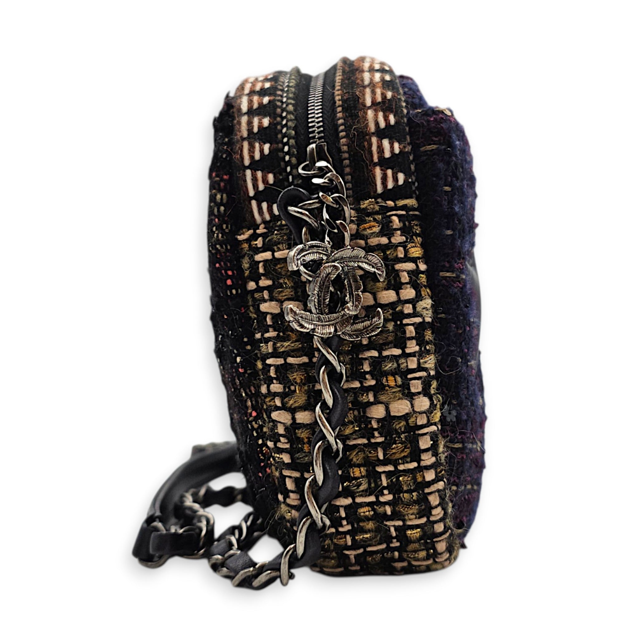 Paris-Dallas Tweed Camera Multi-colour Shoulder Bag in Tweed Gunmetal hardware