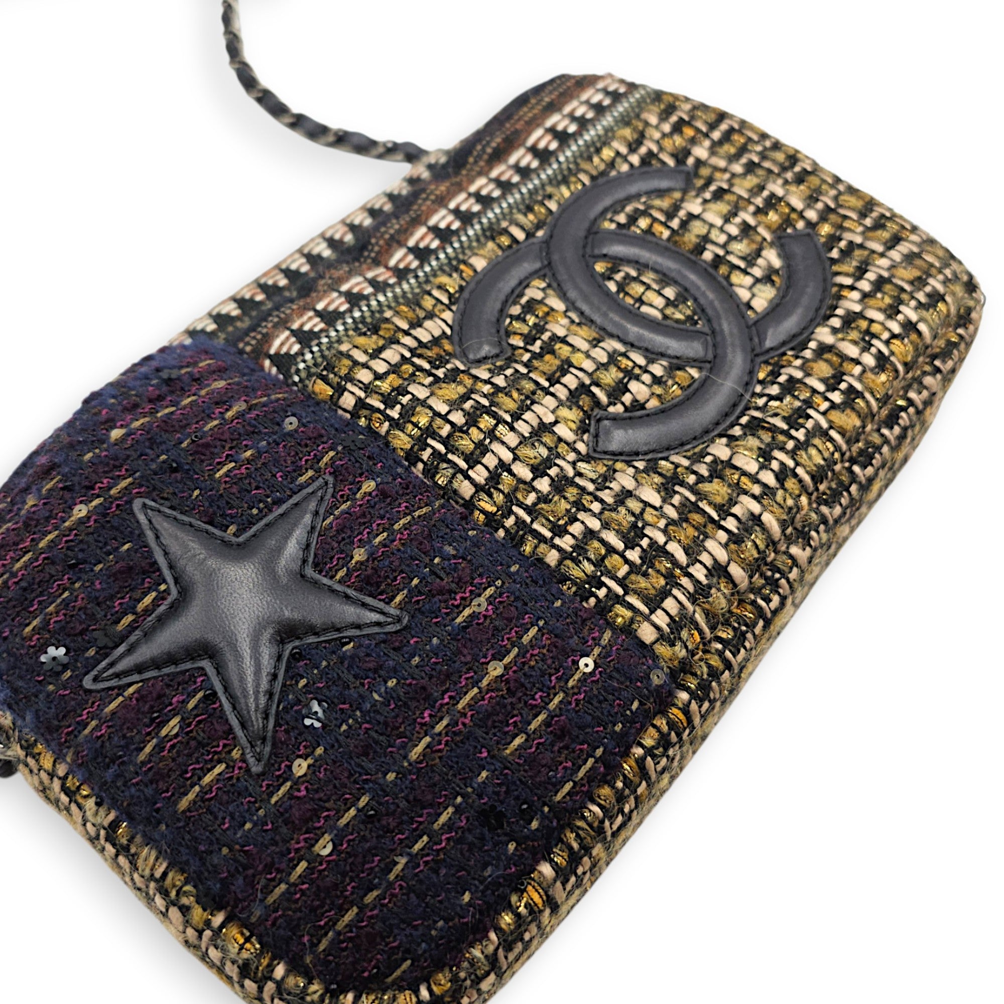 Paris-Dallas Tweed Camera Multi-colour Shoulder Bag in Tweed Gunmetal hardware