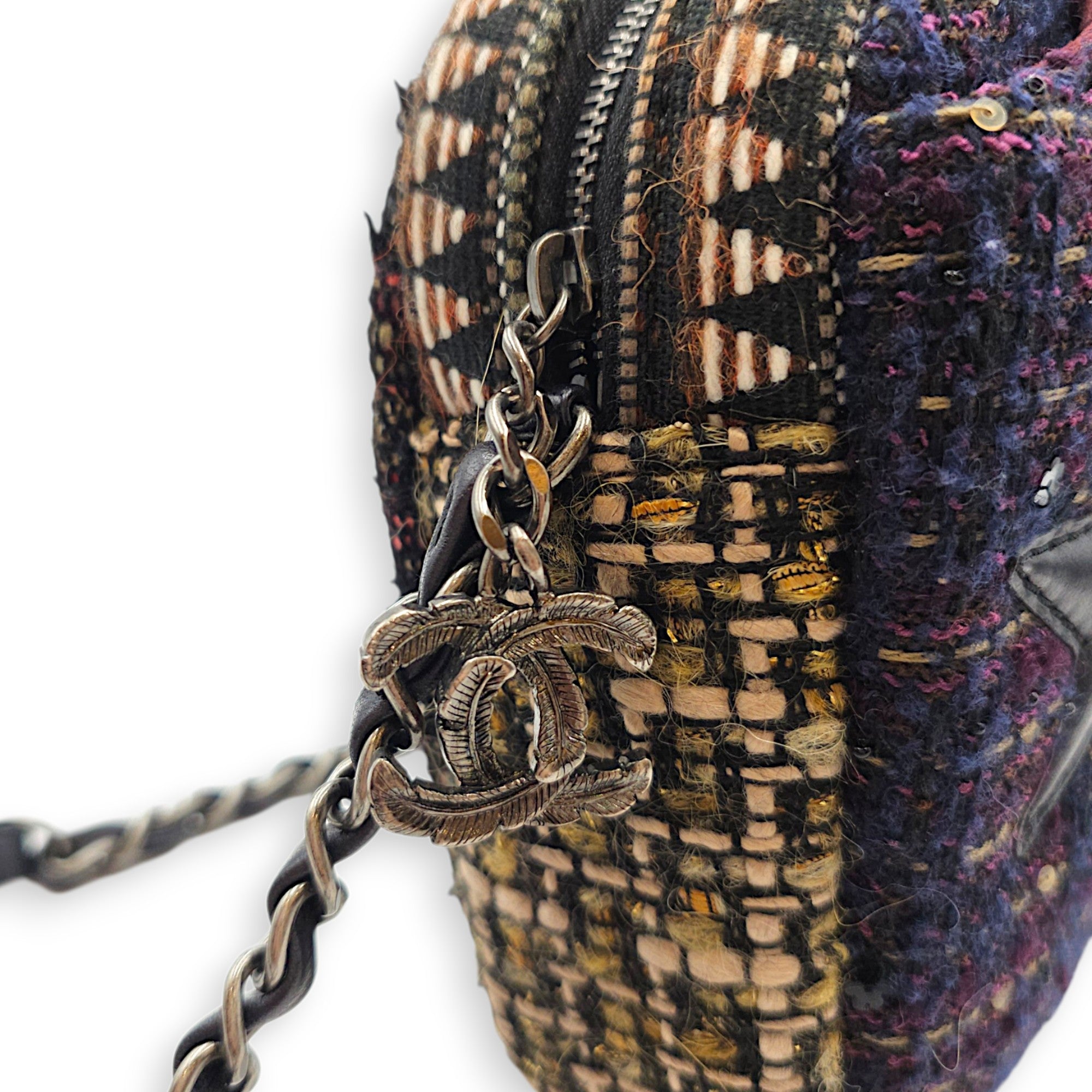 Paris-Dallas Tweed Camera Multi-colour Shoulder Bag in Tweed Gunmetal hardware