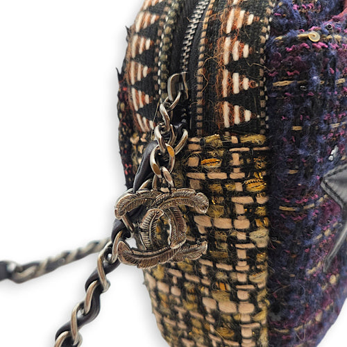 Paris-Dallas Tweed Camera Multi-colour Shoulder Bag in Tweed Gunmetal hardware