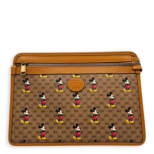 Mini Disney Mickey Mouse X GG Supreme 30cm Brown Clutch in Coated Canvas Gold hardware CL2608-023143 1