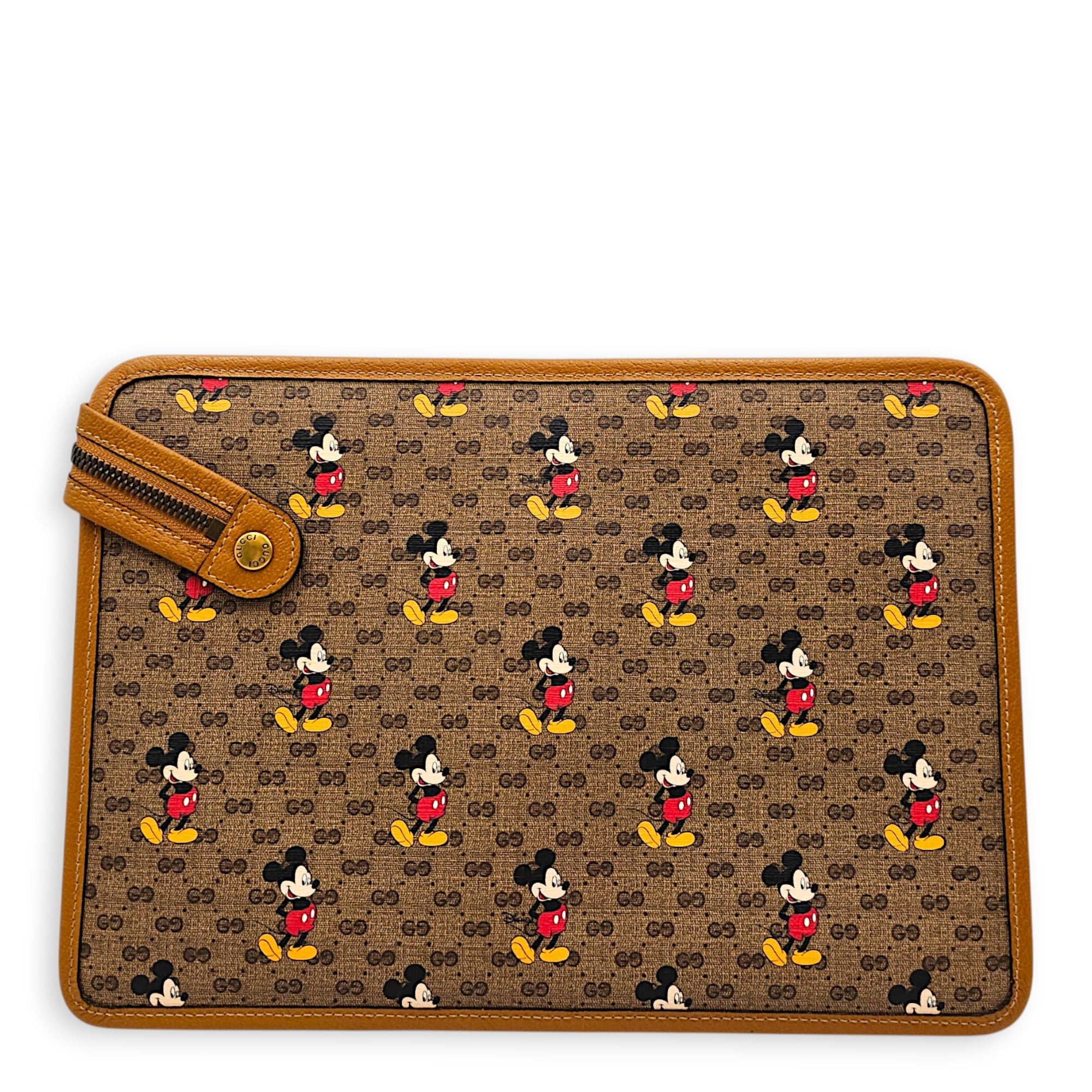 Mini Disney Mickey Mouse X GG Supreme 30cm Brown Clutch in Coated Canvas Gold hardware CL2608-023143 2
