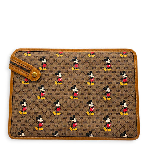 Mini Disney Mickey Mouse X GG Supreme 30cm Brown Clutch in Coated Canvas Gold hardware CL2608-023143 2