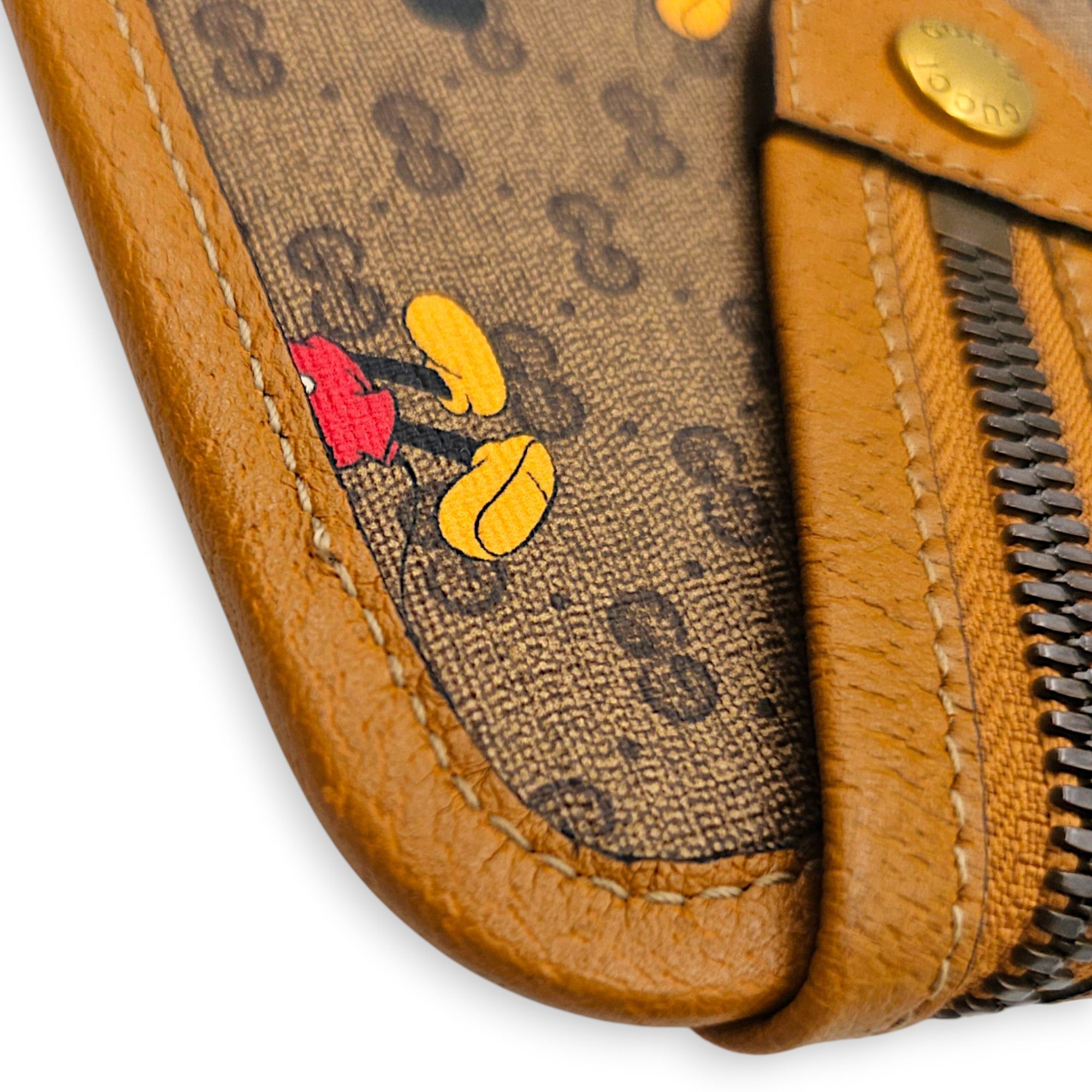 Mini Disney Mickey Mouse X GG Supreme 30cm Brown Clutch in Coated Canvas Gold hardware CL2608-023143 7