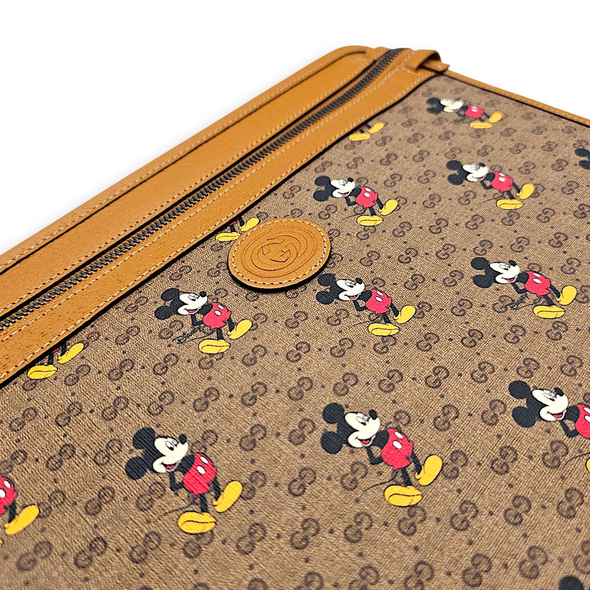 Mini Disney Mickey Mouse X GG Supreme 30cm Brown Clutch in Coated Canvas Gold hardware CL2608-023143 8