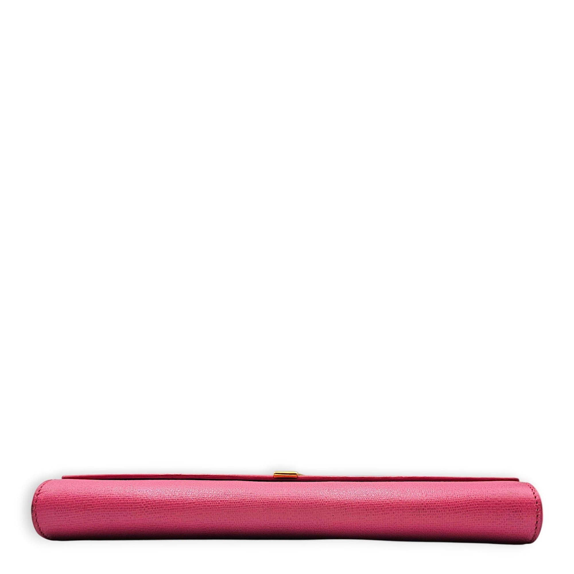 Classic Y Ligue  28cm Pink Clutch  in Calfskin Gold hardware CL2608-023145 5