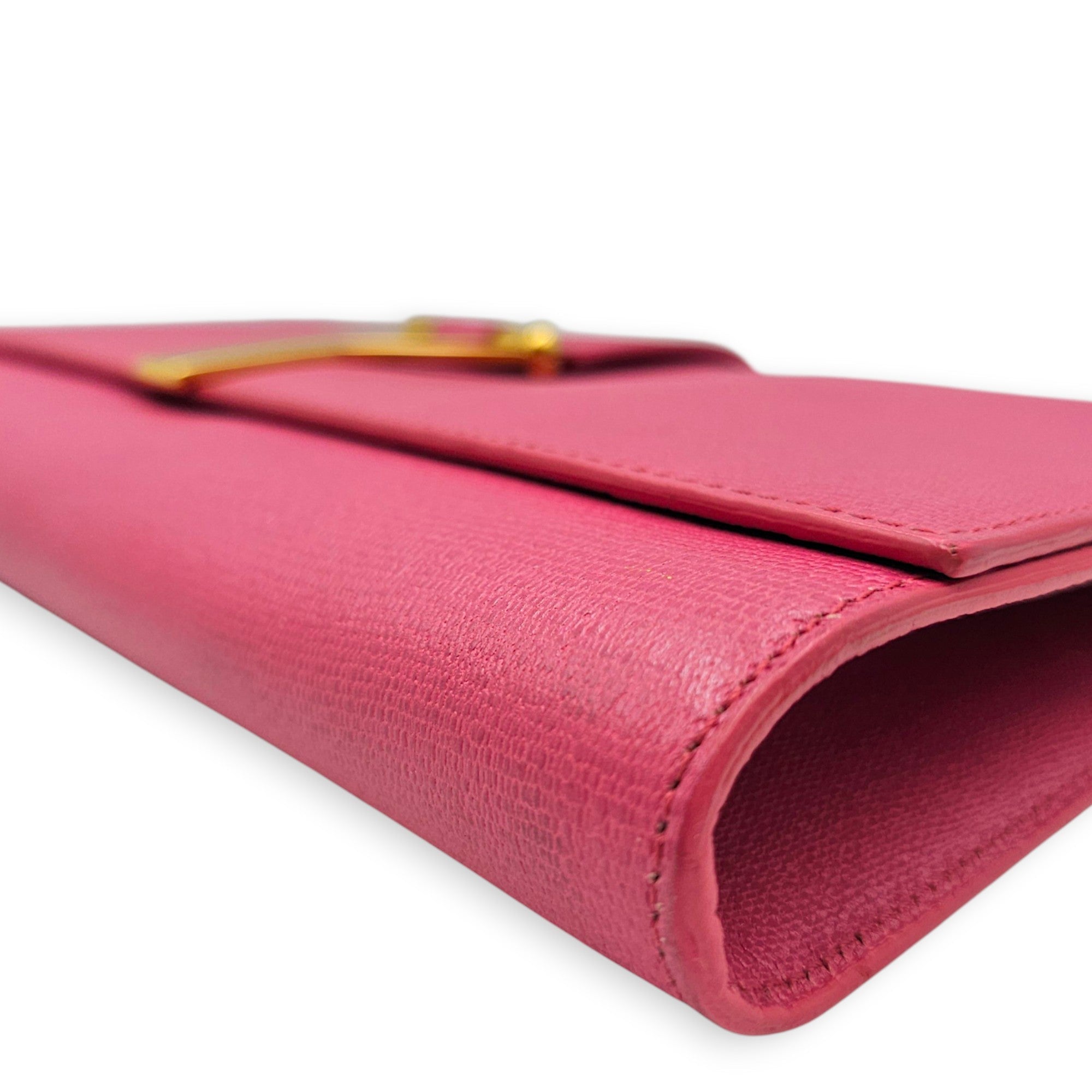 Classic Y Ligue  28cm Pink Clutch  in Calfskin Gold hardware CL2608-023145 7