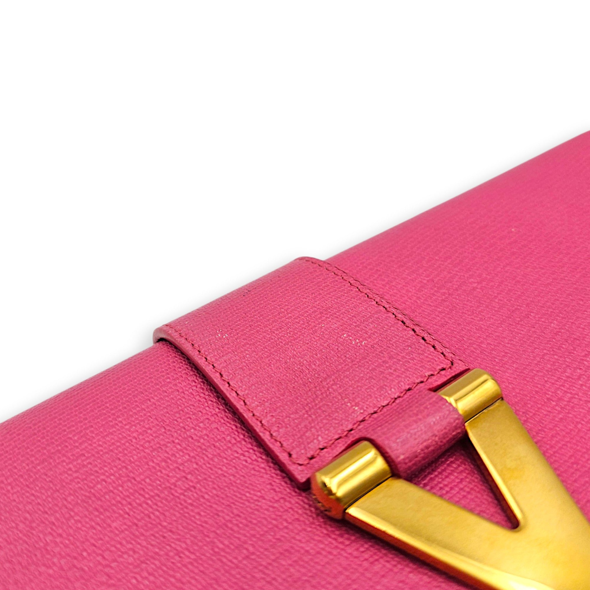 Classic Y Ligue  28cm Pink Clutch  in Calfskin Gold hardware CL2608-023145 9