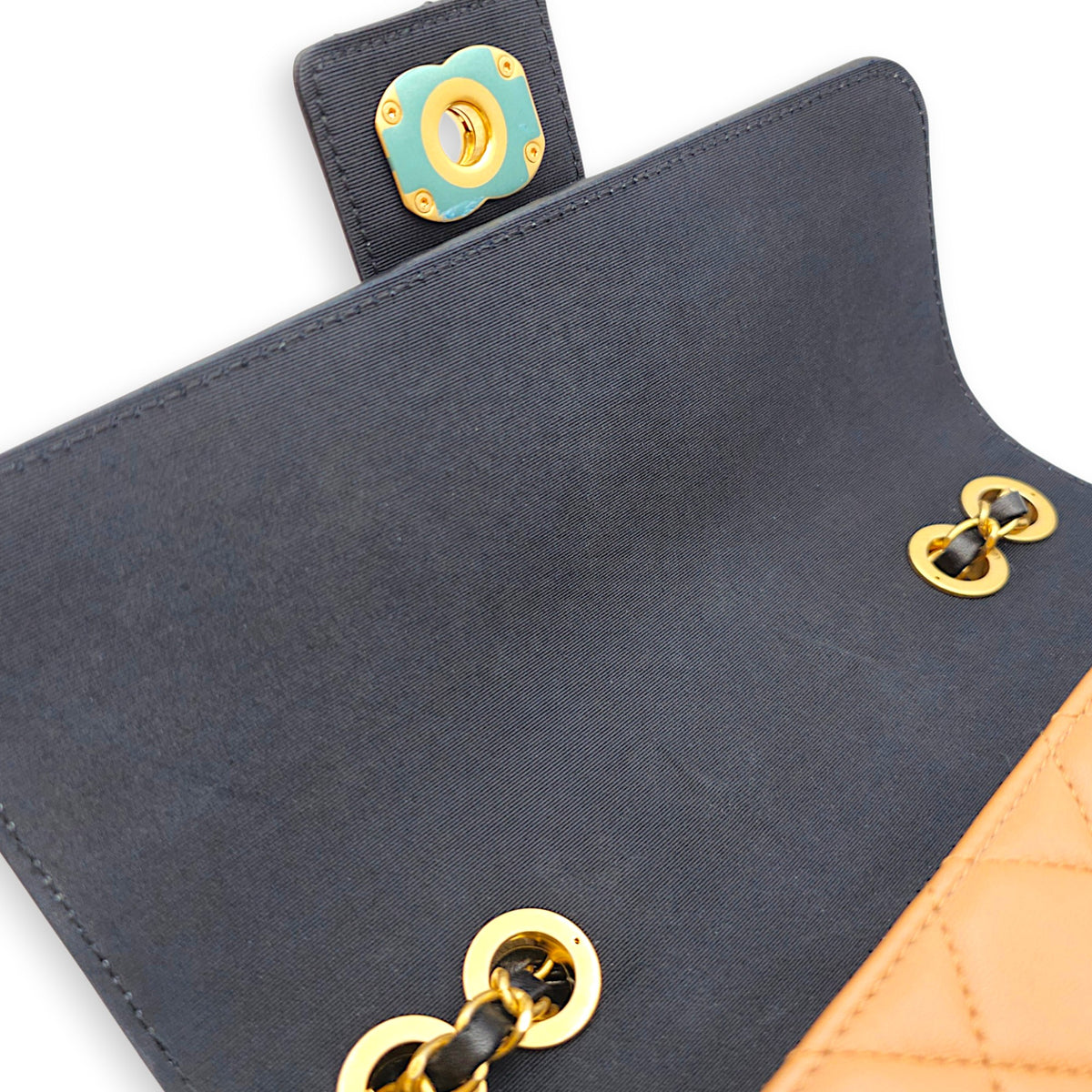 Elegant Flap  Caramel/Black Shoulder Bag in Lambskin Gold hardware