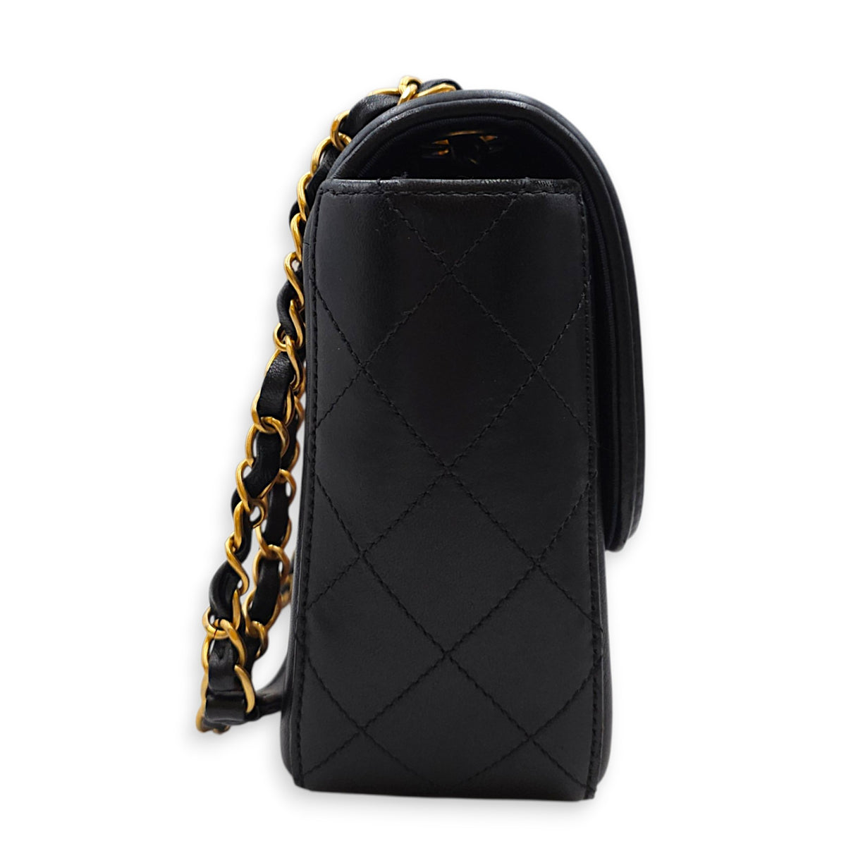 Elegant Flap  Caramel/Black Shoulder Bag in Lambskin Gold hardware