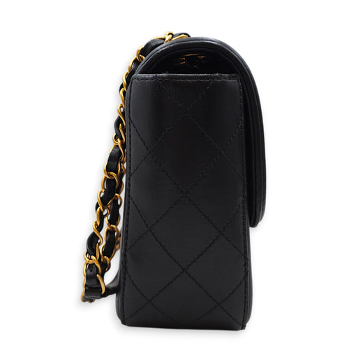 Elegant Flap  Caramel/Black Shoulder Bag in Lambskin Gold hardware