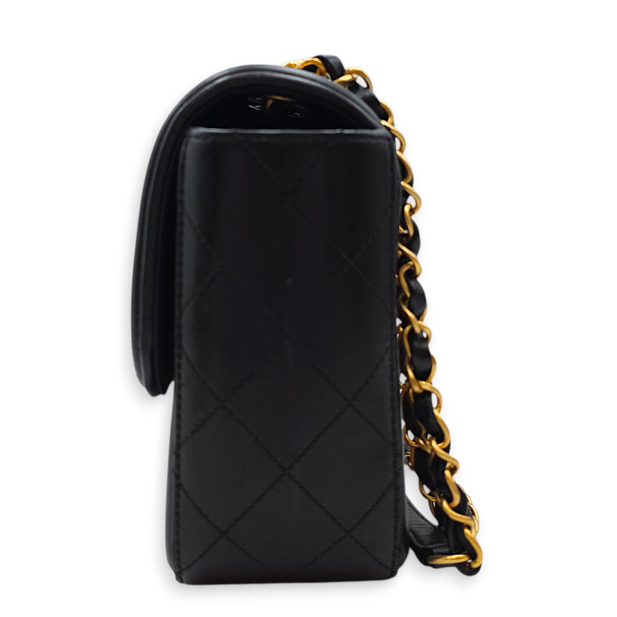 Elegant Flap  Caramel/Black Shoulder Bag in Lambskin Gold hardware